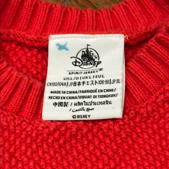Disney 2023 Holiday Red Cable Knit Sweater Spirit Jersey with Disneyland Logo - Picture 2 of 8